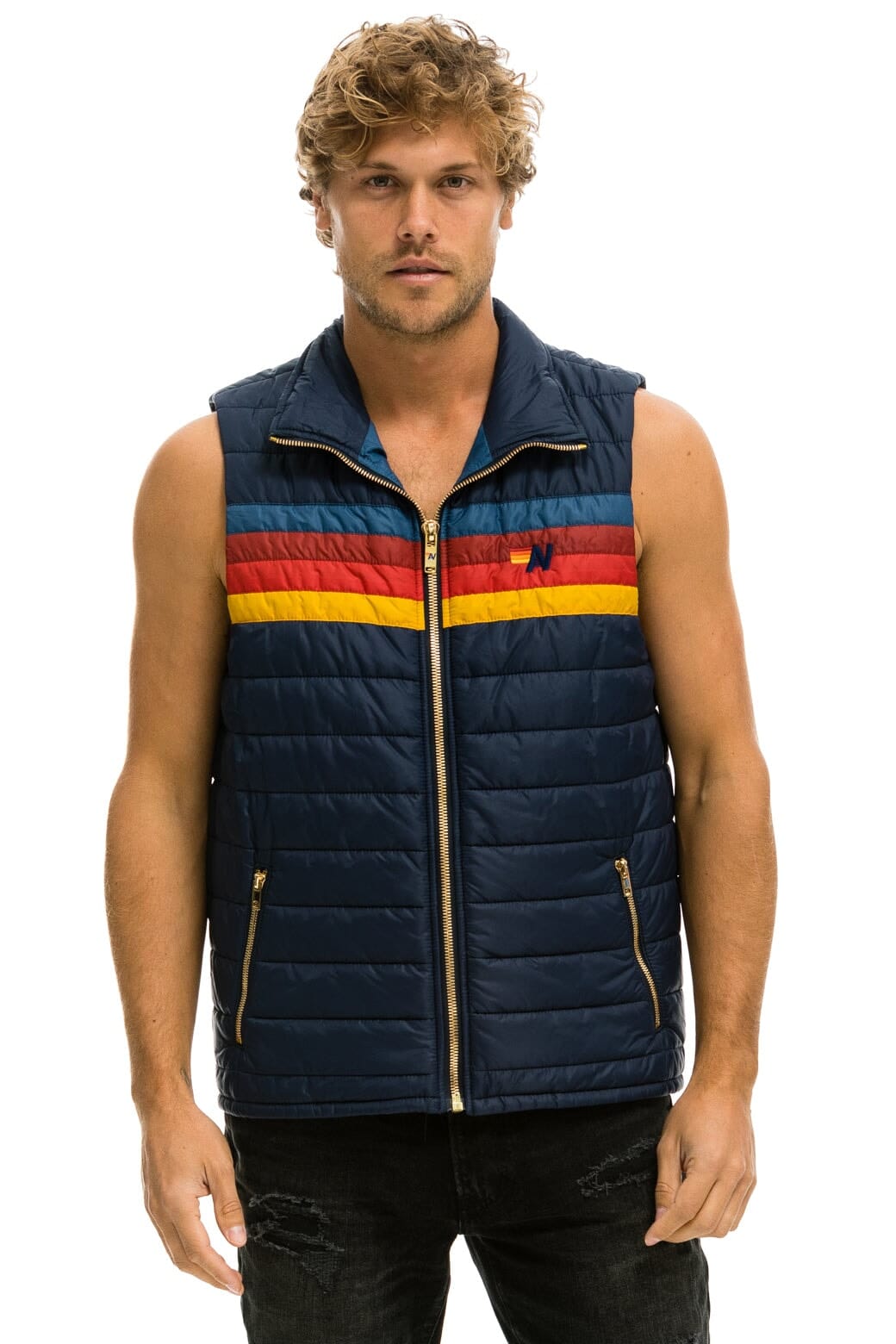 Aviator Nation MEN'S 4 STRIPE VEST - NAVY