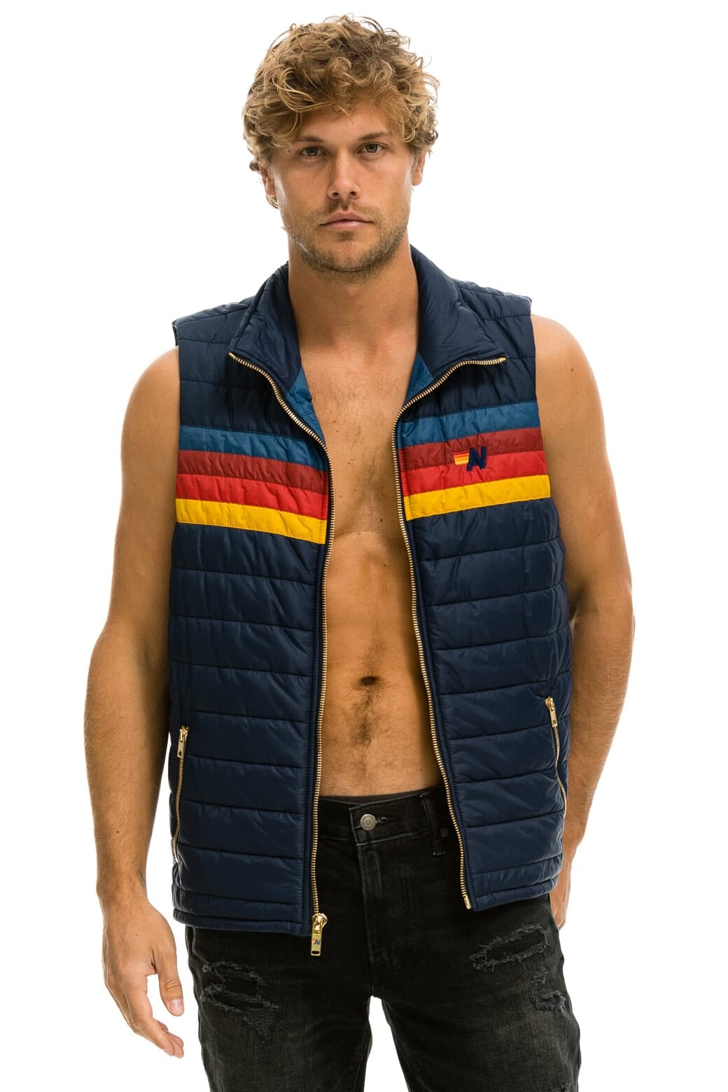 Aviator Nation MEN'S 4 STRIPE VEST - NAVY
