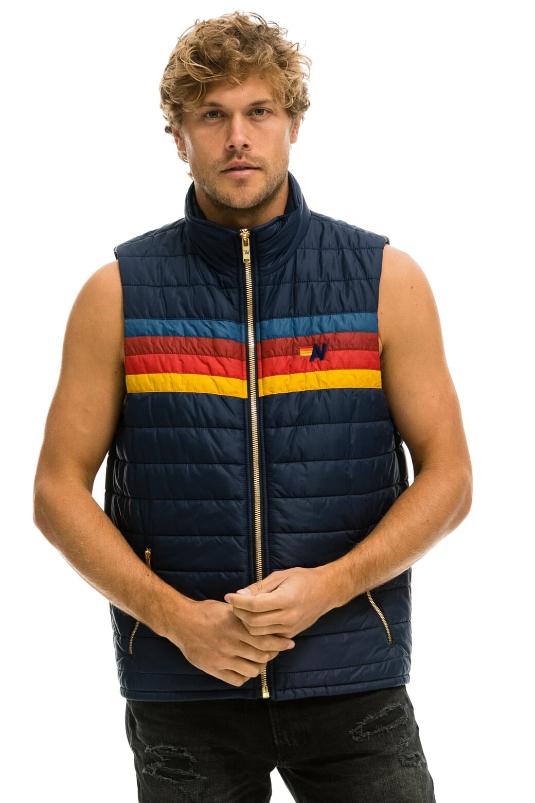 Aviator Nation MEN'S 4 STRIPE VEST - NAVY