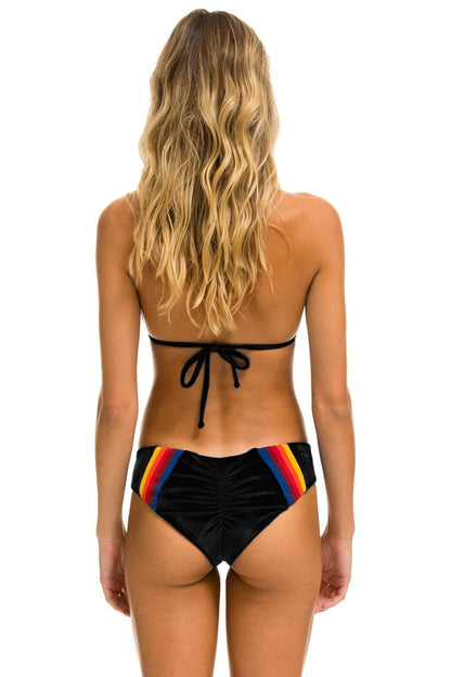 Aviator Nation 5 STRIPE VELVET TRIANGLE BIKINI TOP - BLACK