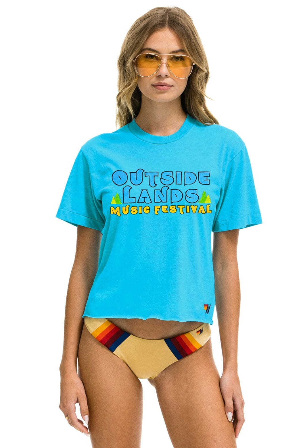Aviator Nation OUTSIDE LANDS 2024 BOYFRIEND TEE - NEON BLUE