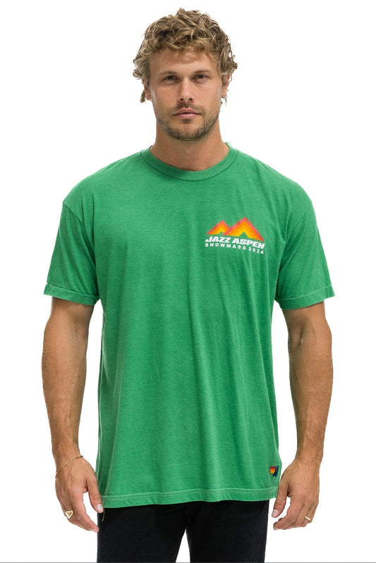Aviator Nation JAZZ ASPEN SNOWMASS 2024 CREW TEE SHIRT - KELLY GREEN