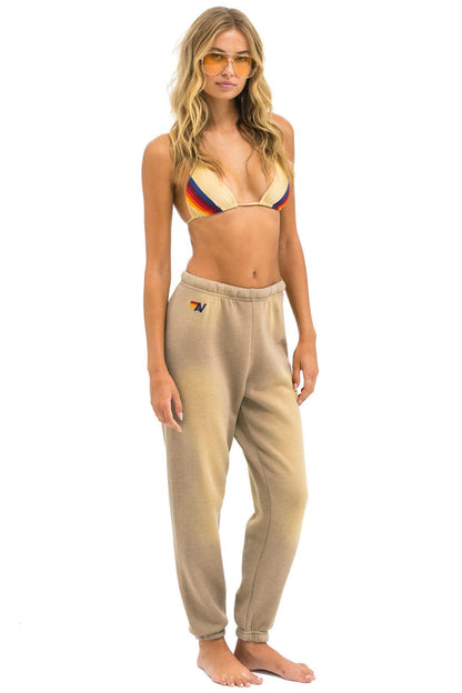 Aviator Nation 5 STRIPE SWEATPANTS - FADED TAN
