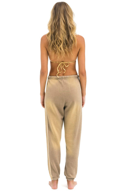Aviator Nation 5 STRIPE SWEATPANTS - FADED TAN