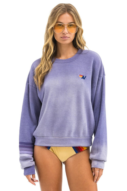 Aviator Nation RUGBY STITCH RELAXED CREW SWEATSHIRT - FADED GRAPE