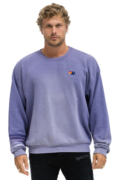 Aviator Nation RUGBY STITCH RELAXED CREW SWEATSHIRT - FADED GRAPE