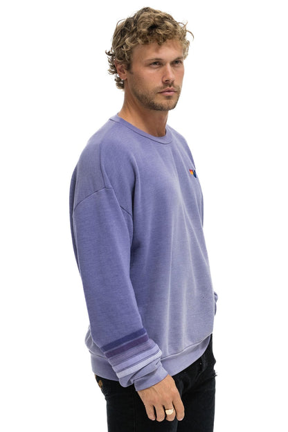 Aviator Nation RUGBY STITCH RELAXED CREW SWEATSHIRT - FADED GRAPE