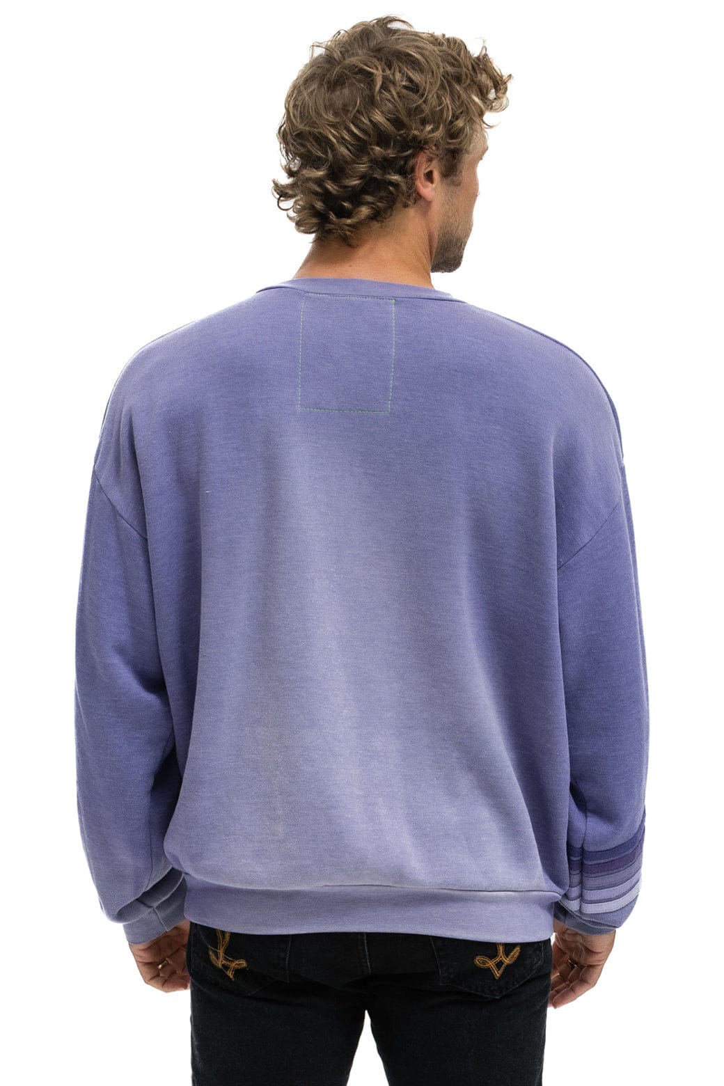 Aviator Nation RUGBY STITCH RELAXED CREW SWEATSHIRT - FADED GRAPE