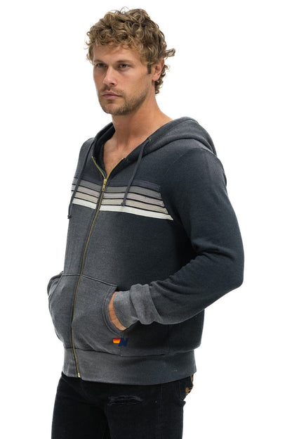 Aviator Nation 5 STRIPE HOODIE - FADED SMOKE
