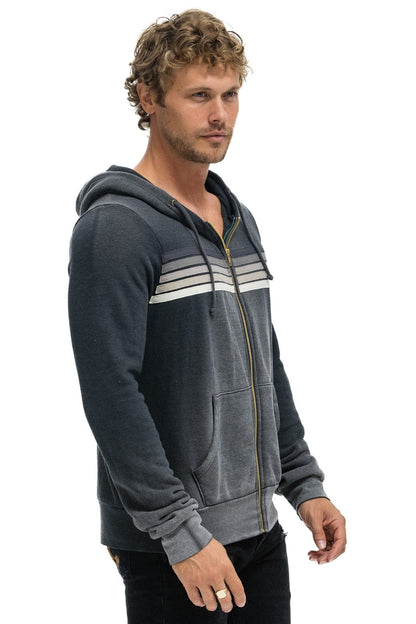 Aviator Nation 5 STRIPE HOODIE - FADED SMOKE