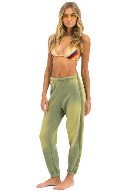 Aviator Nation 5 STRIPE SWEATPANTS - FADED ARMY