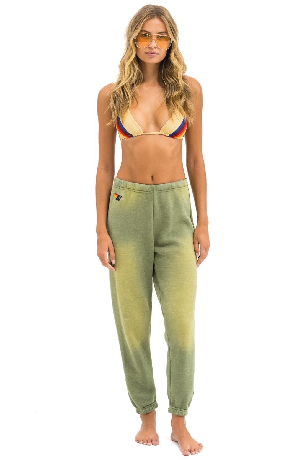 Aviator Nation 5 STRIPE SWEATPANTS - FADED ARMY