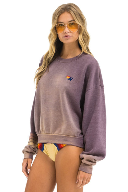 Aviator Nation RUGBY STITCH RELAXED CREW SWEATSHIRT - FADED MOCHA