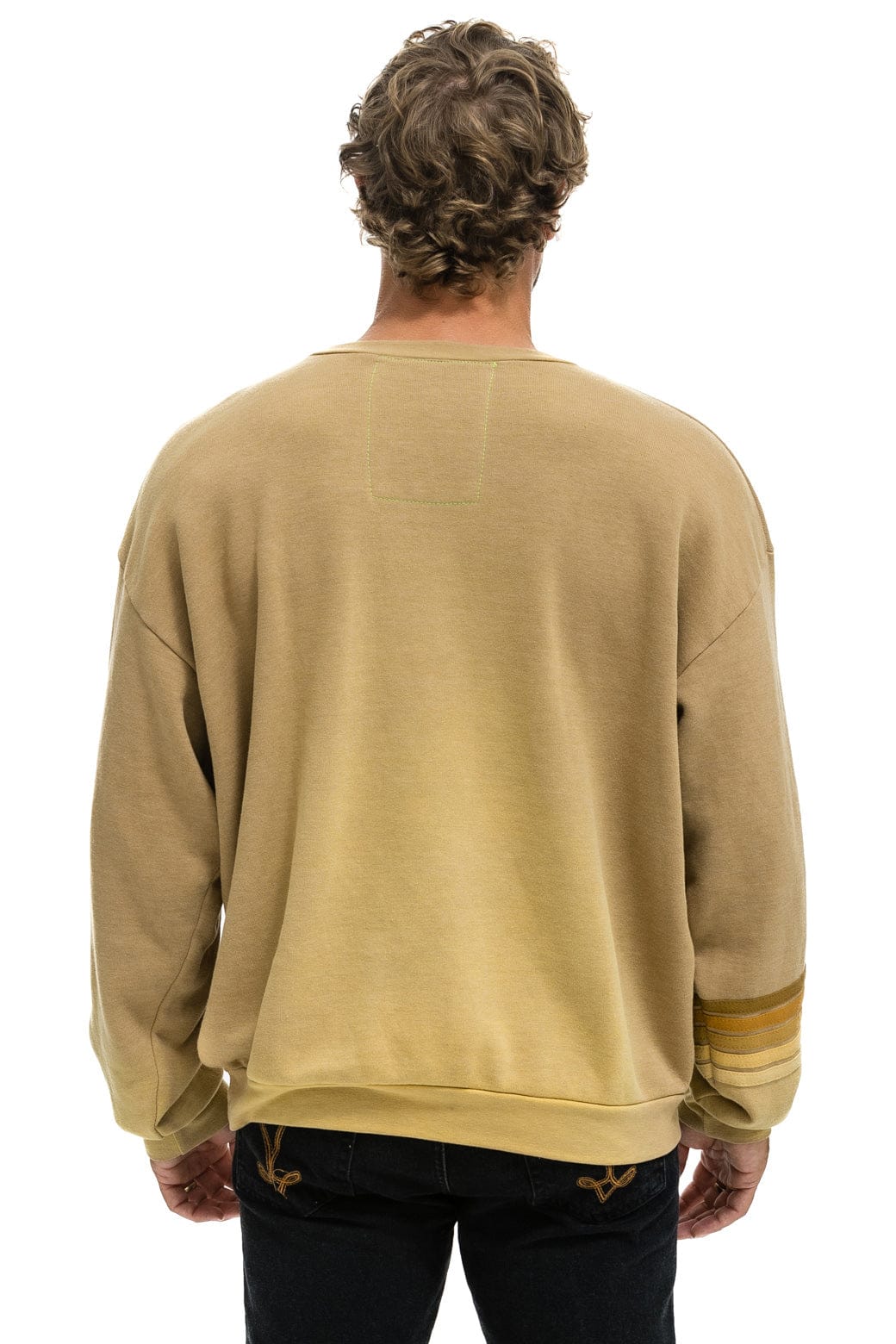 Aviator Nation RUGBY STITCH RELAXED CREW SWEATSHIRT - FADED TAN
