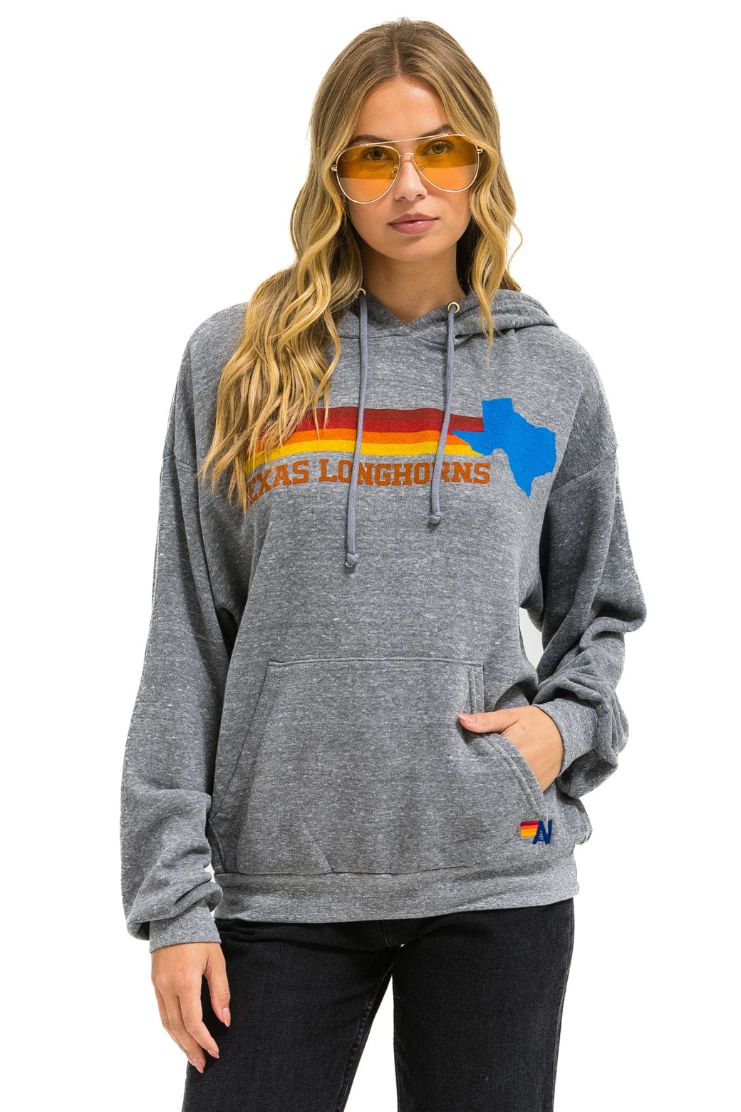 Aviator Nation UNIVERSITY OF TEXAS STATE LOGO PULLOVER HOODIE RELAXED - HEATHER