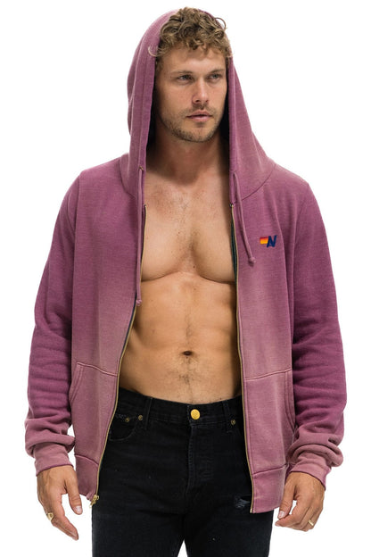 Aviator Nation ESSENTIAL ZIP HOODIE - FADED BERRY
