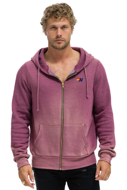 Aviator Nation ESSENTIAL ZIP HOODIE - FADED BERRY