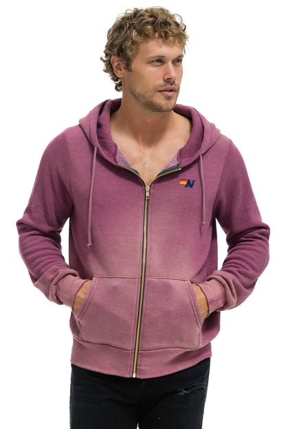 Aviator Nation ESSENTIAL ZIP HOODIE - FADED BERRY