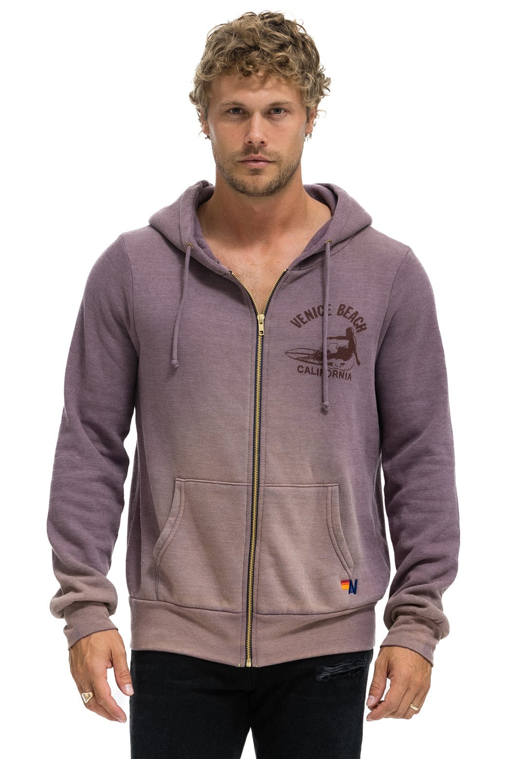 Aviator Nation VENICE SURFER ZIP HOODIE - FADED MOCHA