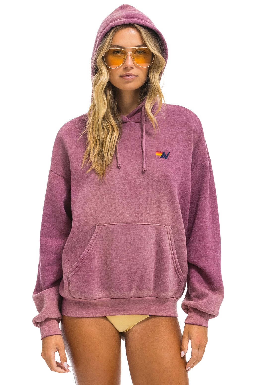 Aviator Nation ESSENTIAL RELAXED PULLOVER HOODIE - FADED BERRY