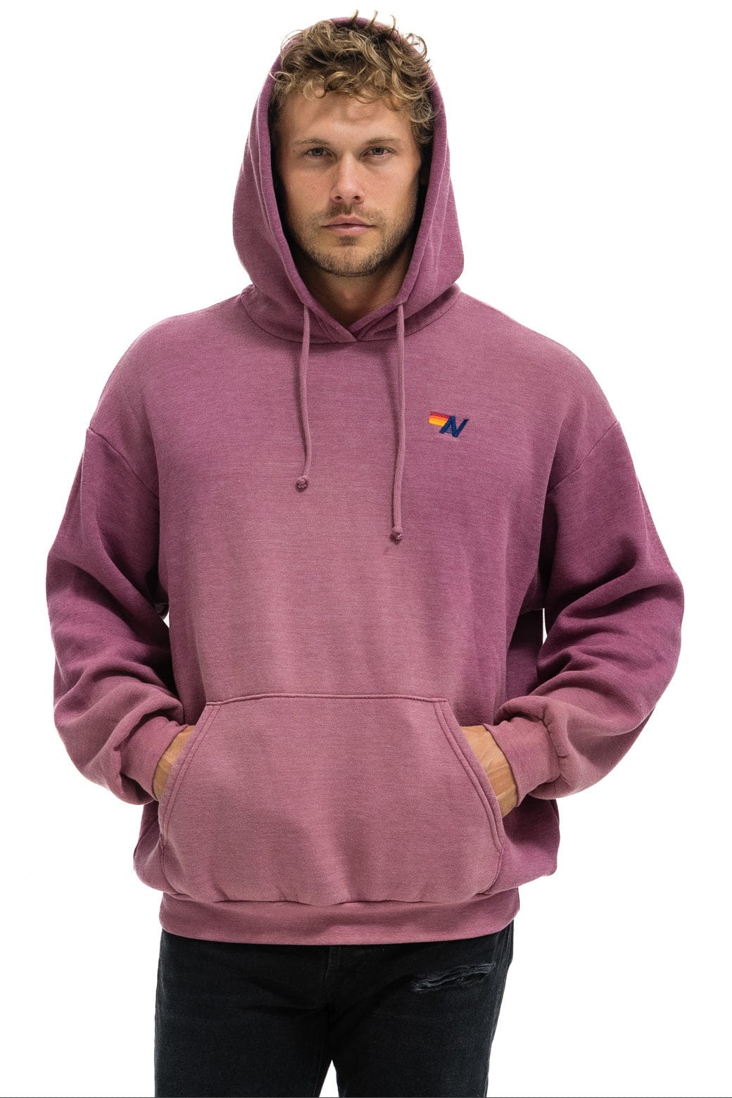 Aviator Nation ESSENTIAL RELAXED PULLOVER HOODIE - FADED BERRY