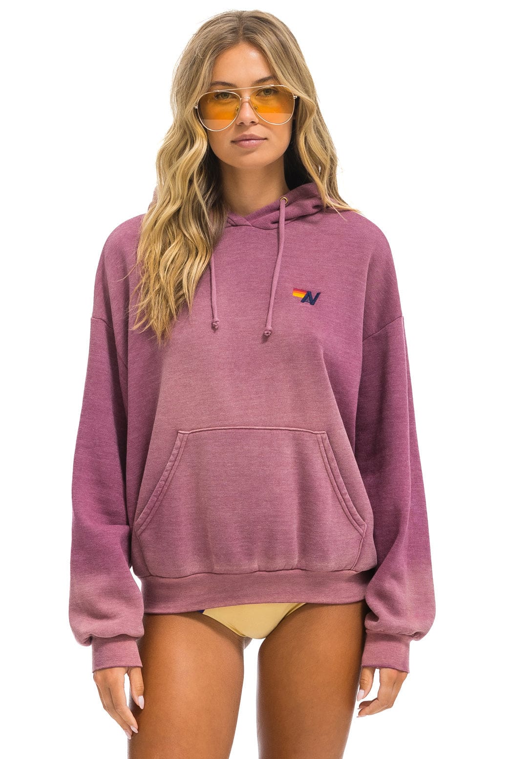 Aviator Nation ESSENTIAL RELAXED PULLOVER HOODIE - FADED BERRY