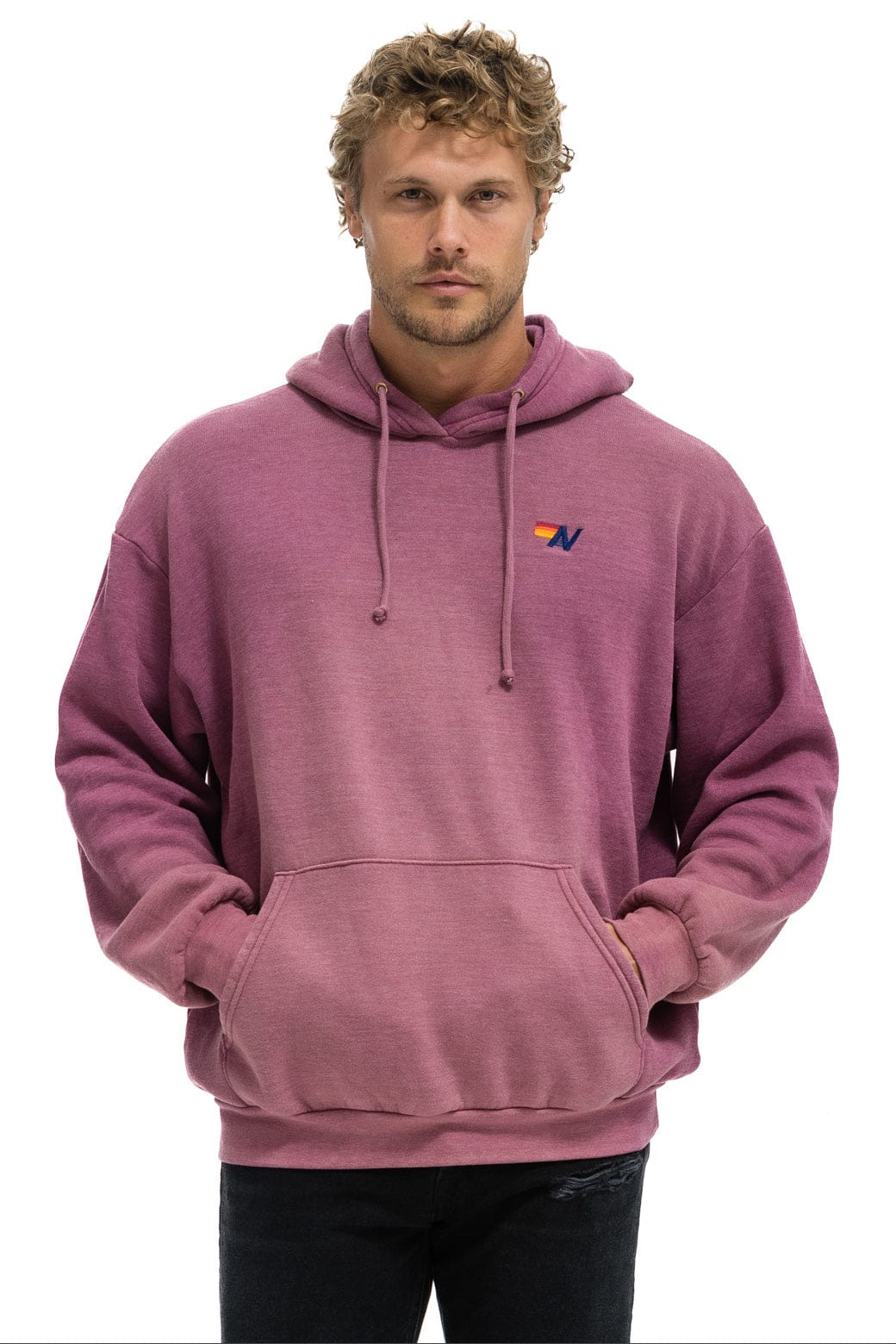 Aviator Nation ESSENTIAL RELAXED PULLOVER HOODIE - FADED BERRY