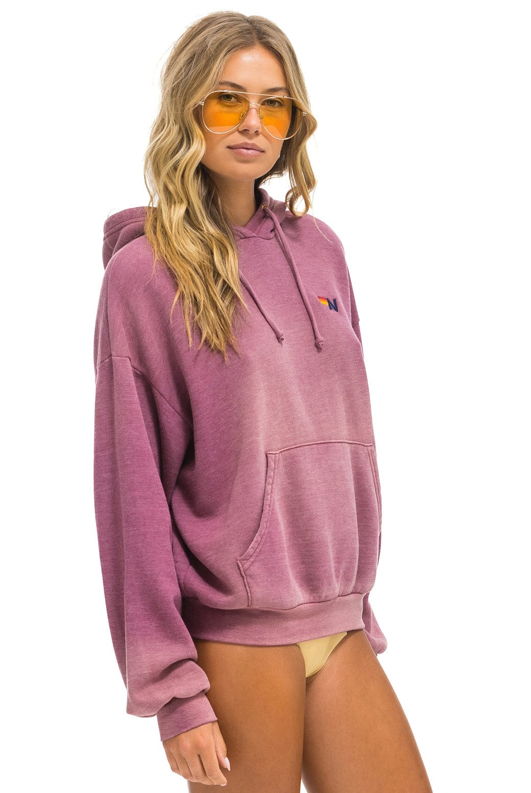 Aviator Nation ESSENTIAL RELAXED PULLOVER HOODIE - FADED BERRY