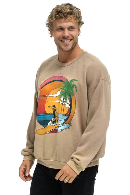 Aviator Nation TROPICAL SURF RELAXED CREW SWEATSHIRT - FADED TAN