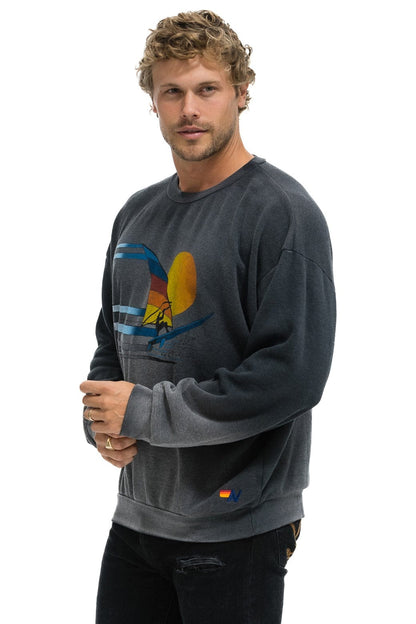 Aviator Nation WINDSURF JUMP RELAXED CREW SWEATSHIRT - FADED SMOKE