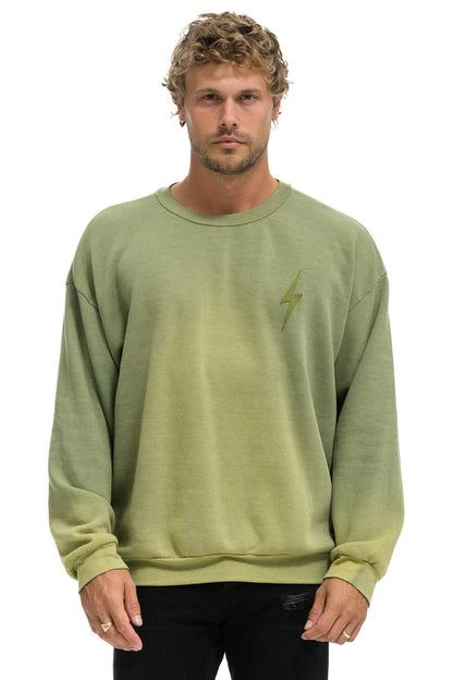 Aviator Nation BOLT STITCH 2 RELAXED CREW SWEATSHIRT - FADED ARMY