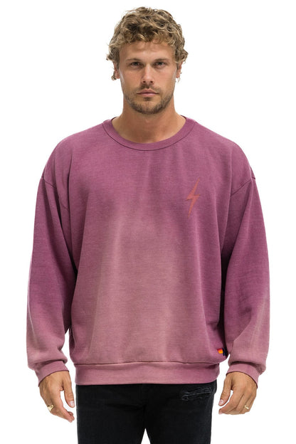 Aviator Nation BOLT STITCH 2 RELAXED CREW SWEATSHIRT - FADED BERRY