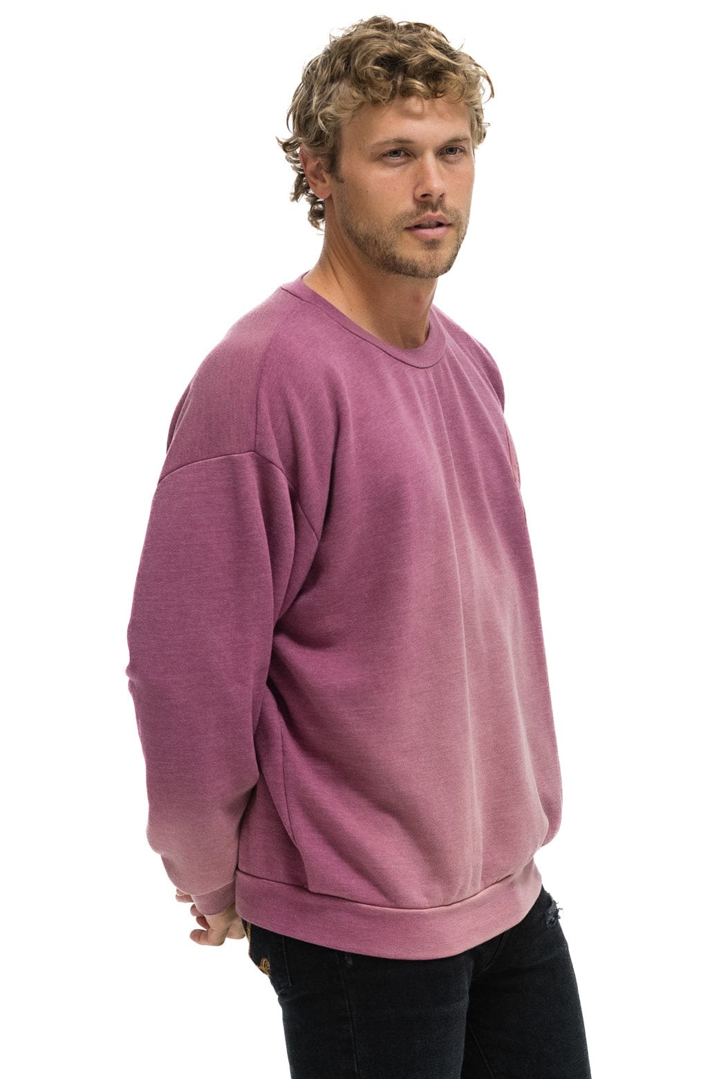 Aviator Nation BOLT STITCH 2 RELAXED CREW SWEATSHIRT - FADED BERRY