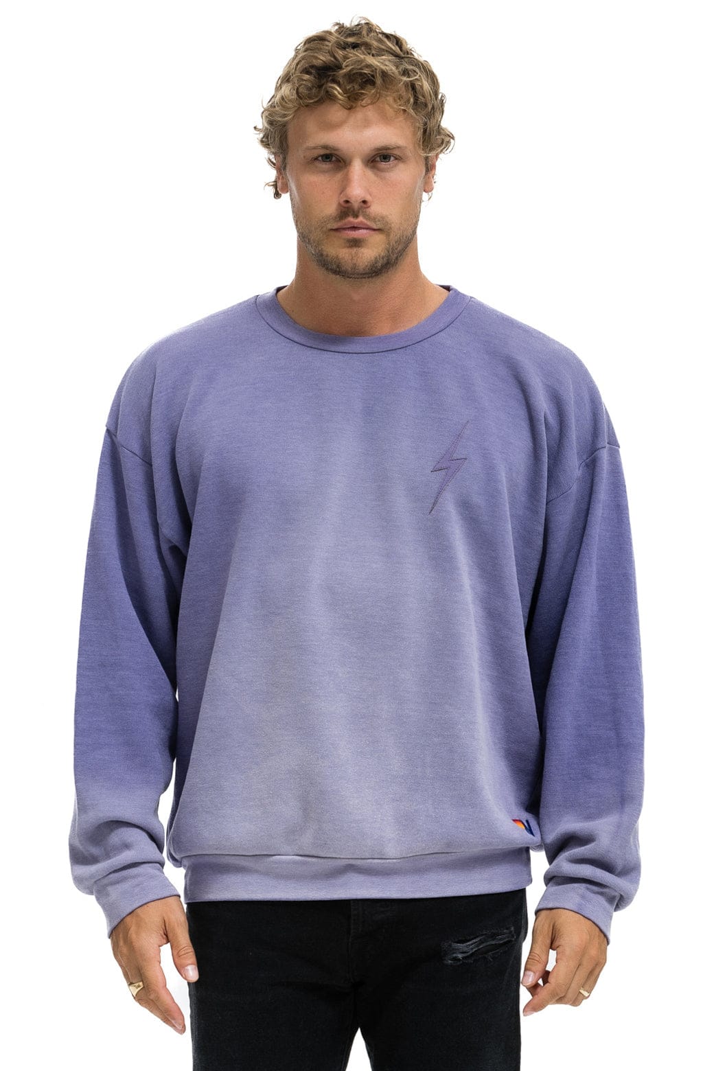 Aviator Nation BOLT STITCH 2 RELAXED CREW SWEATSHIRT - FADED GRAPE