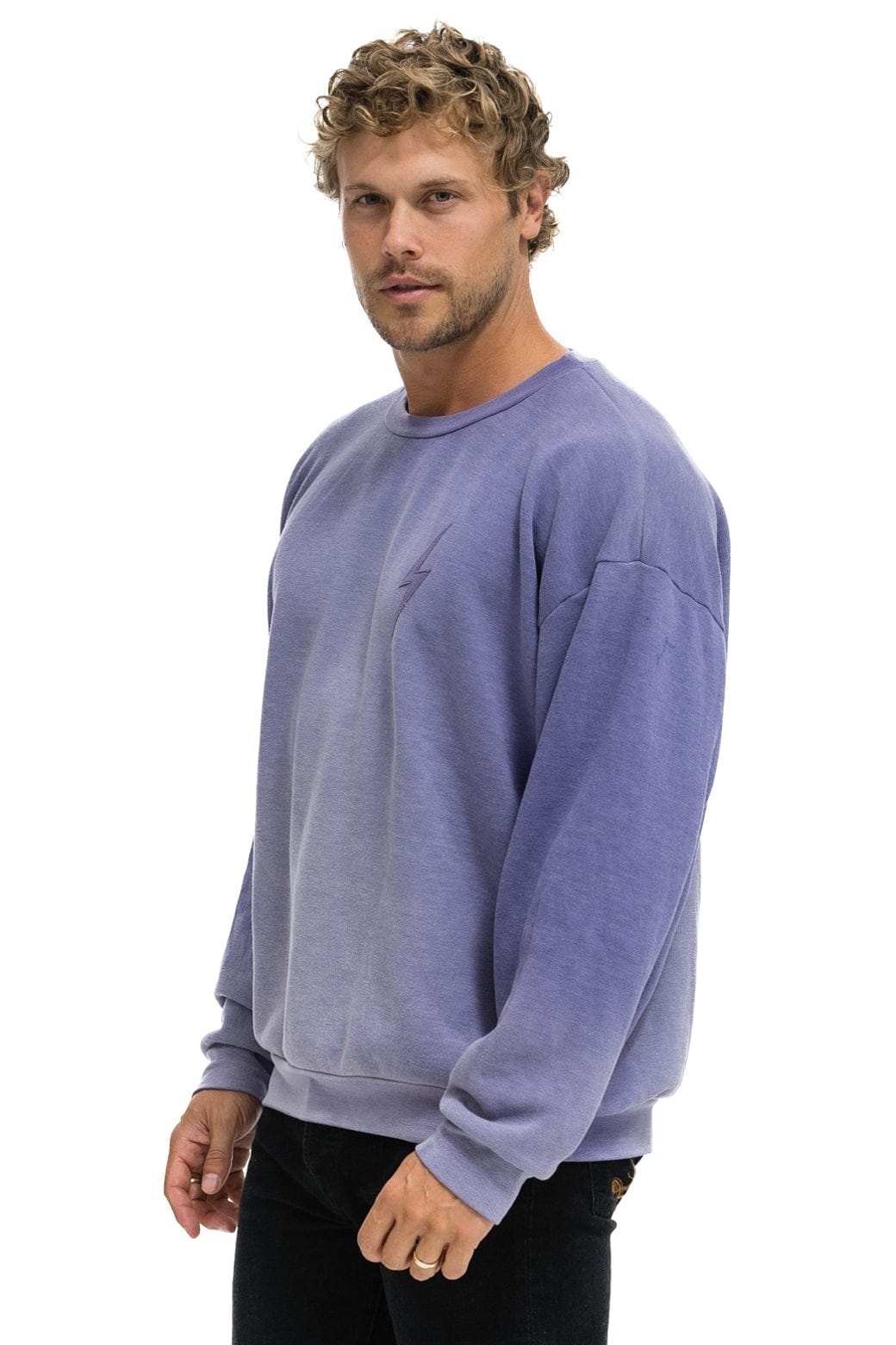 Aviator Nation BOLT STITCH 2 RELAXED CREW SWEATSHIRT - FADED GRAPE