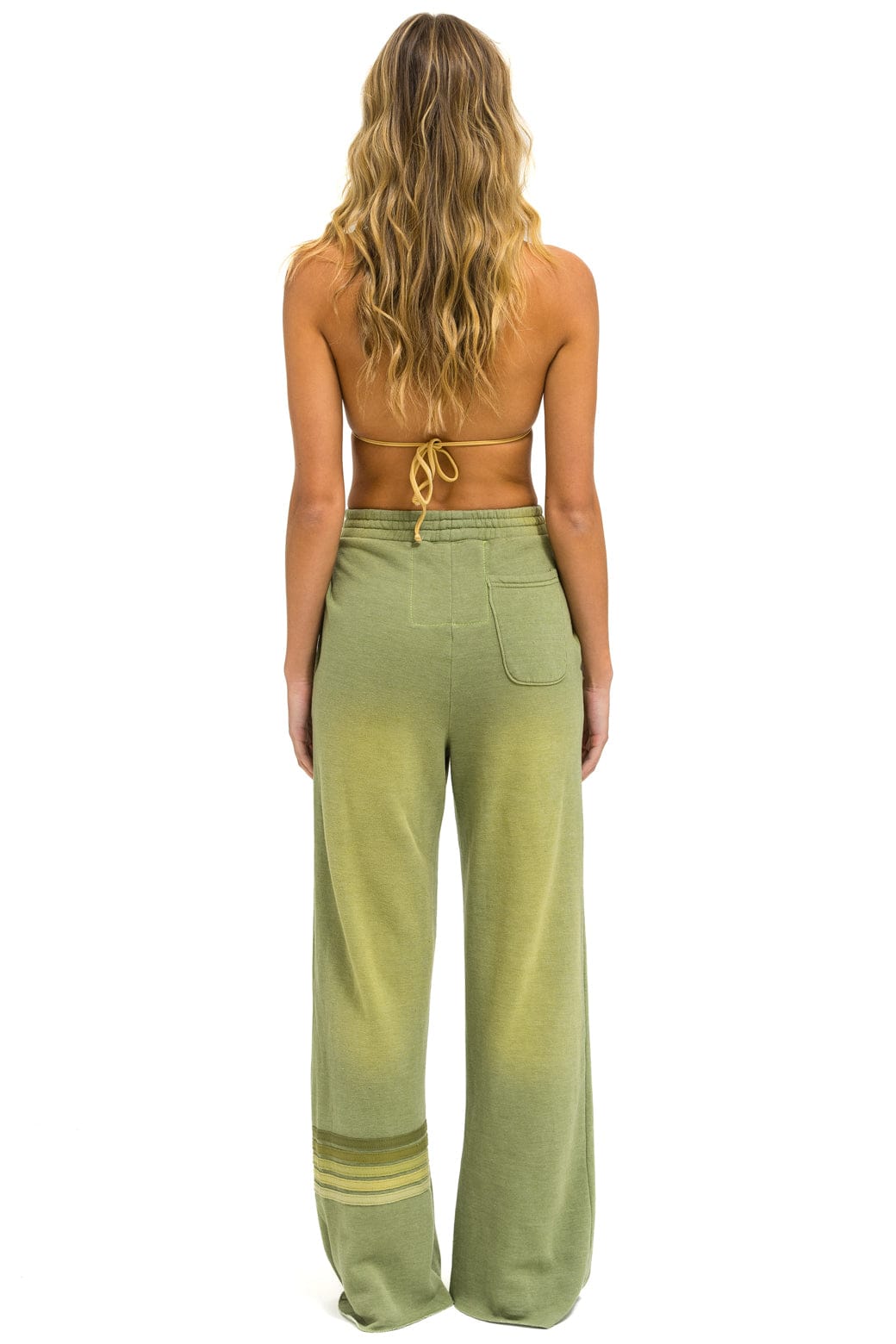 Aviator Nation RUGBY STITCH WIDE LEG POCKET SWEATPANTS - FADED ARMY