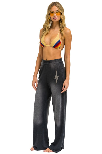 Aviator Nation BOLT STITCH WIDE LEG POCKET SWEATPANTS - FADED SMOKE