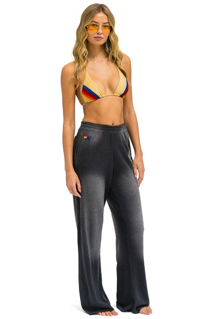 Aviator Nation BOLT STITCH WIDE LEG POCKET SWEATPANTS - FADED SMOKE