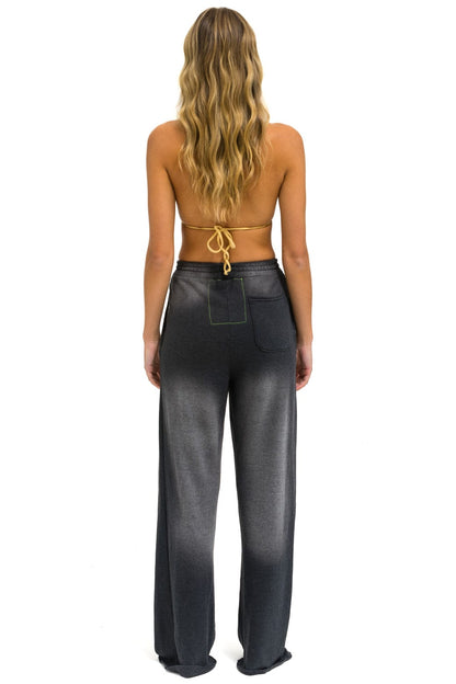 Aviator Nation BOLT STITCH WIDE LEG POCKET SWEATPANTS - FADED SMOKE