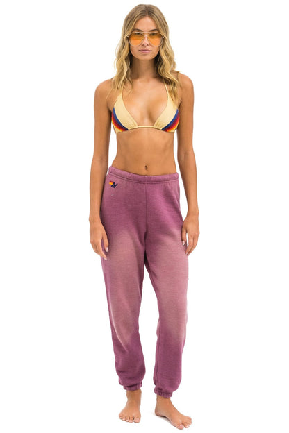 Aviator Nation BOLT STITCH SWEATPANTS - FADED BERRY