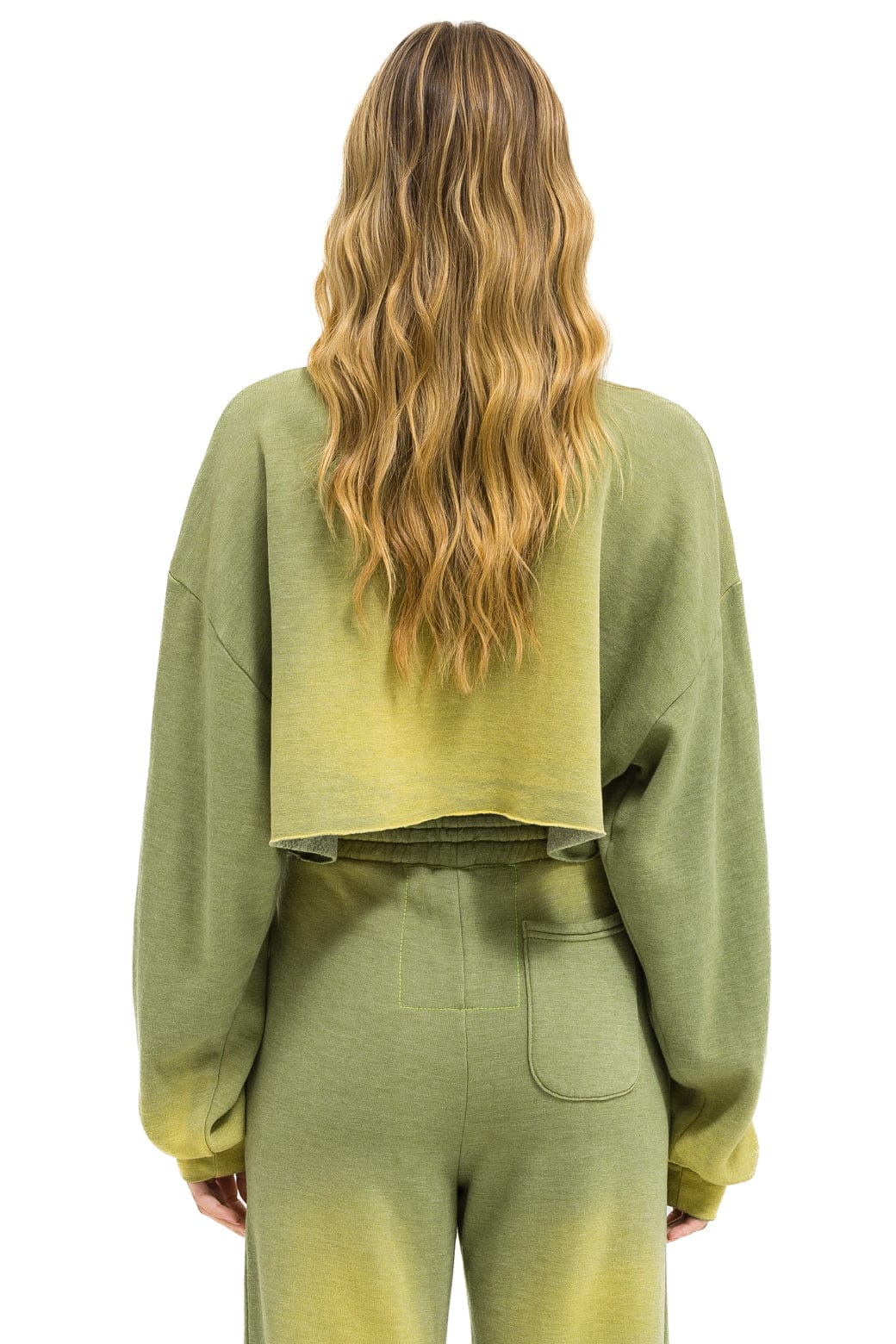 Aviator Nation AN 3D CROPPED CREW SWEATSHIRT RELAXED - FADED ARMY