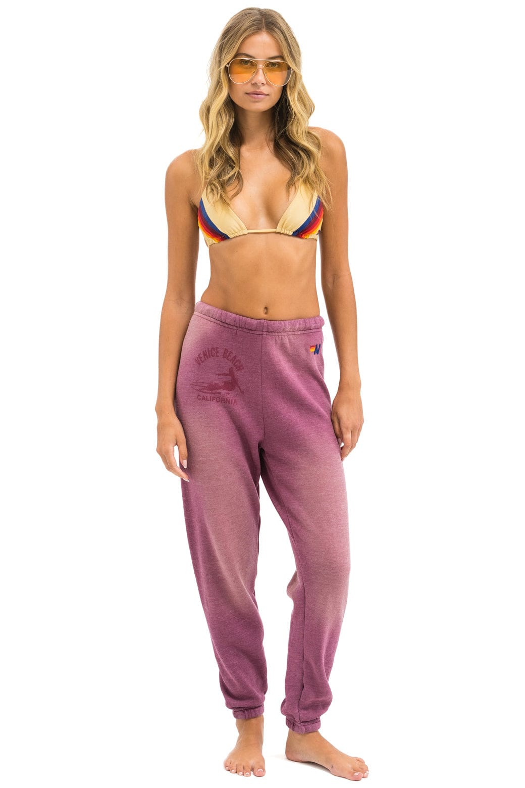Aviator Nation VENICE SURFER SWEATPANTS - FADED BERRY