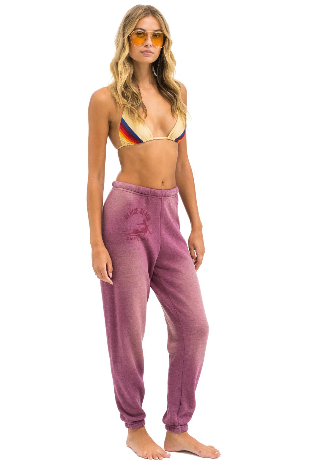 Aviator Nation VENICE SURFER SWEATPANTS - FADED BERRY