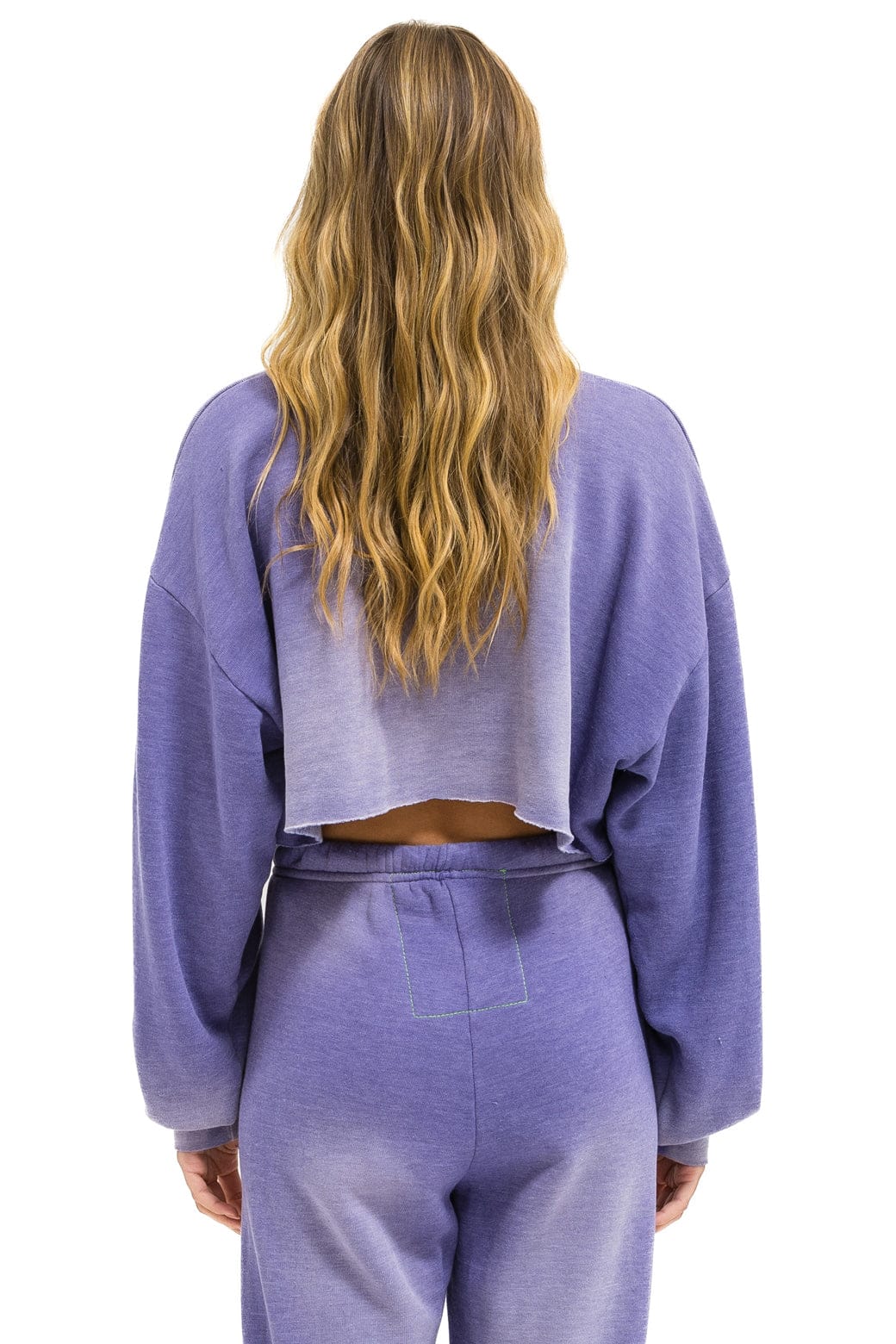 Aviator Nation VENICE SURFER CROPPED CREW SWEATSHIRT RELAXED - FADED GRAPE