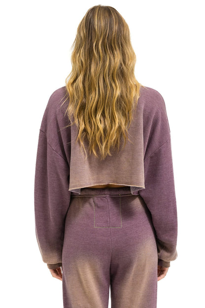 Aviator Nation VENICE SURFER CROPPED CREW SWEATSHIRT RELAXED - FADED MOCHA