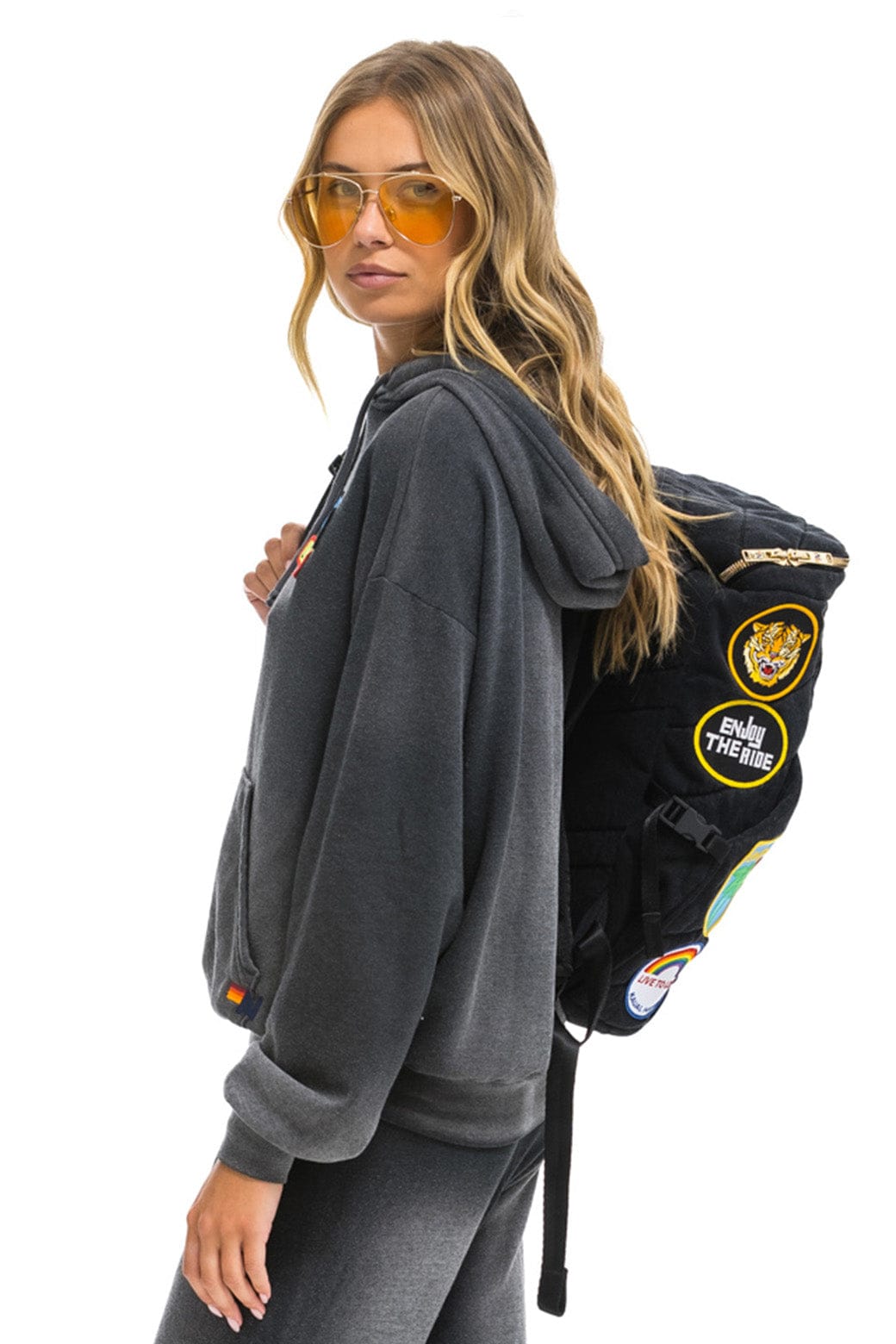 Aviator Nation VINTAGE PATCH DENIM PUFFER BACKPACK - VINTAGE BLACK