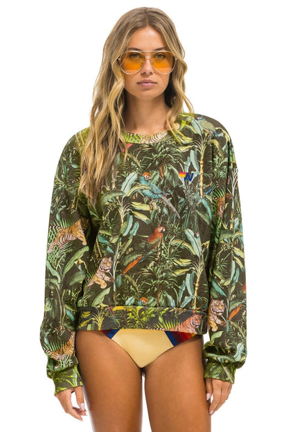 Aviator Nation JUNGLE RELAXED CREW SWEATSHIRT - VINTAGE CHARCOAL