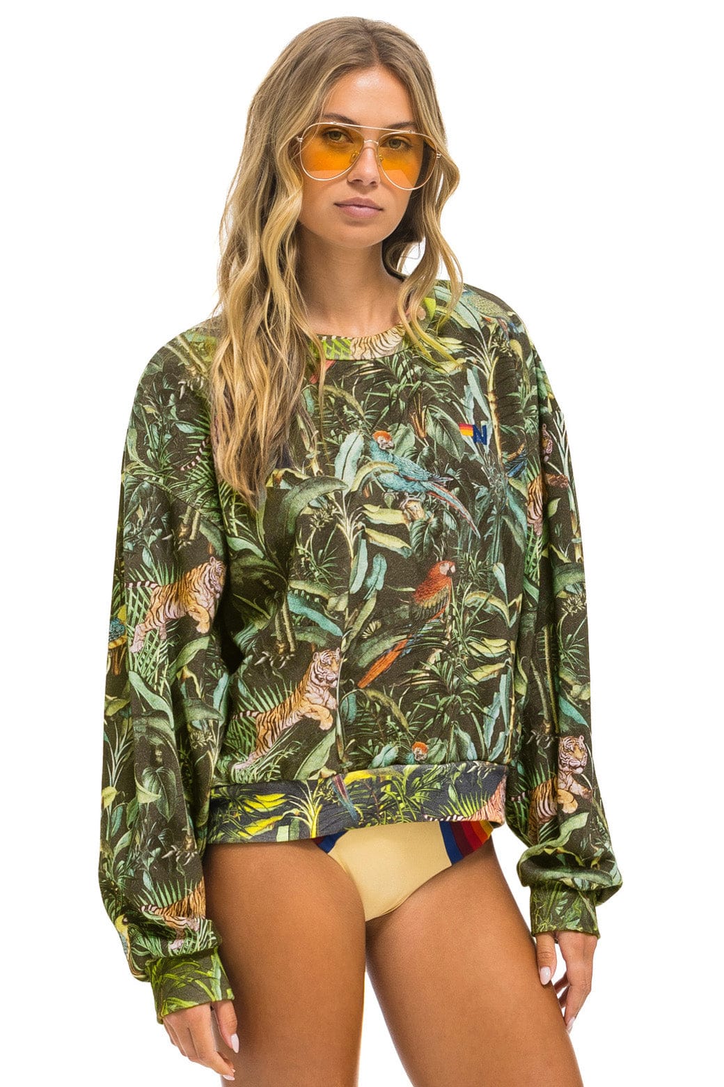 Aviator Nation JUNGLE RELAXED CREW SWEATSHIRT - VINTAGE CHARCOAL