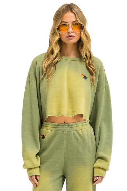 Aviator Nation ESSENTIAL CROPPED CREW SWEATSHIRT RELAXED - FADED ARMY