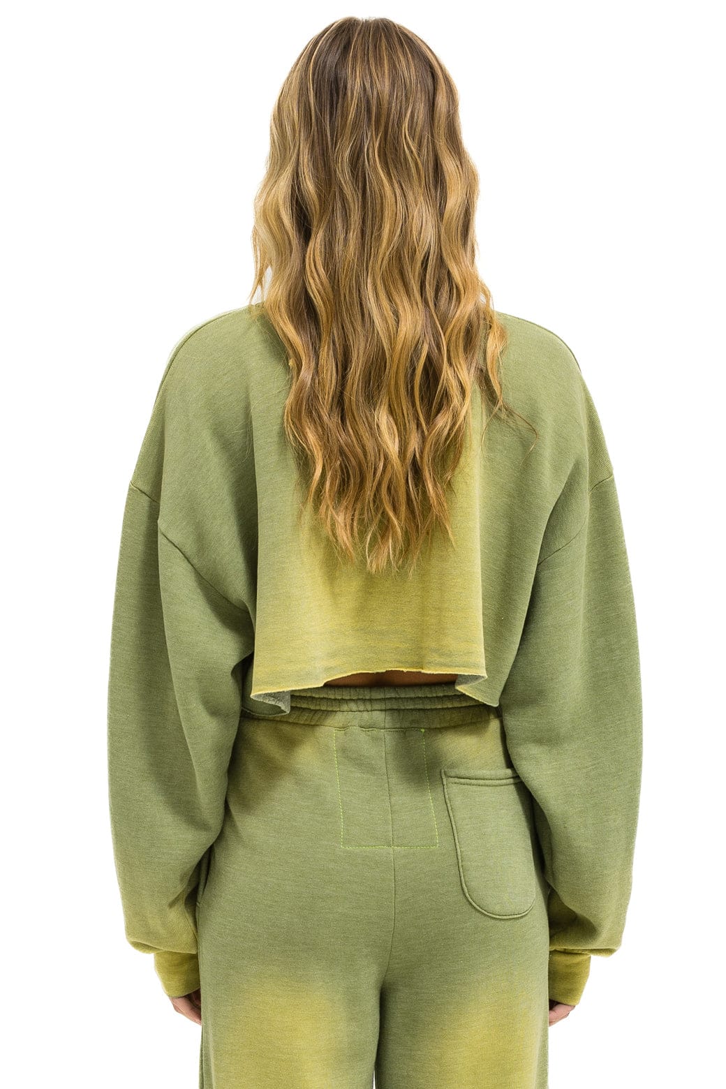 Aviator Nation ESSENTIAL CROPPED CREW SWEATSHIRT RELAXED - FADED ARMY